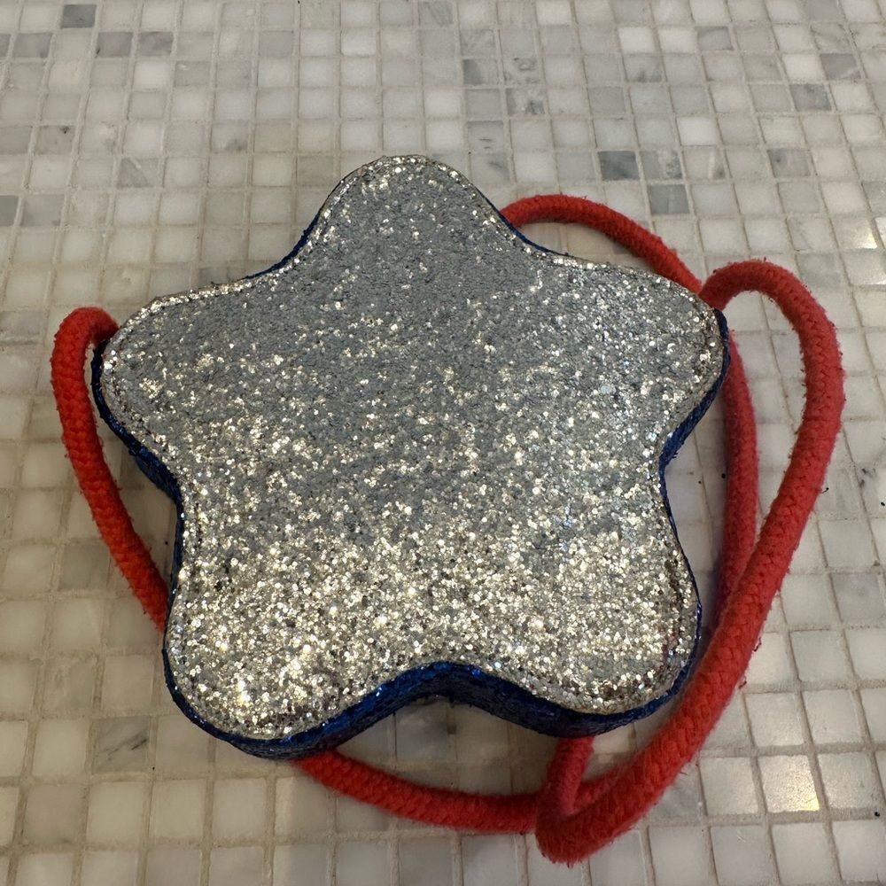 Novelty Red Silver Blue Star Shaped Glitter Purse - Picture 4 of 8